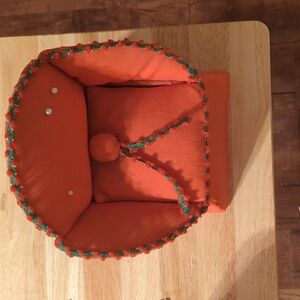MCM Reddish Orange Mini Upholstered Pin Cushion Chair